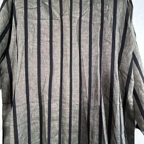 Opus 204 Seattle Vintage Striped Linen Long Coat Jacket Duster Robe Lagenlook - Picture 3 of 12